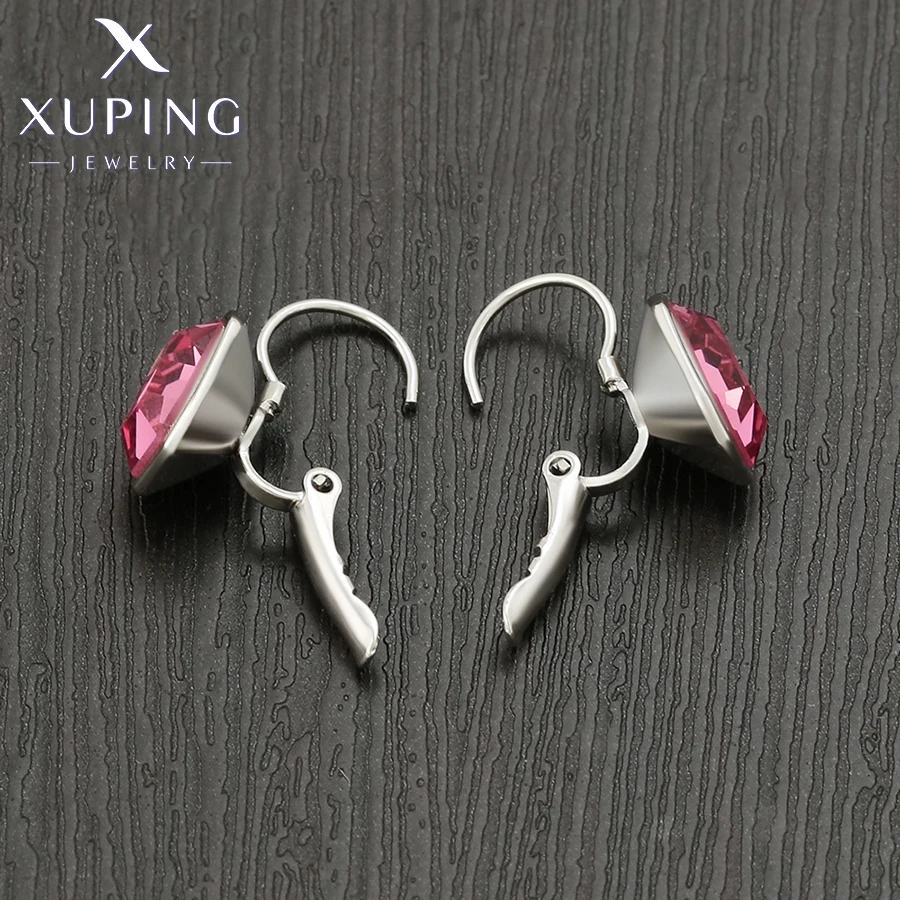 Xuping Jewelry Promotion Copper Square American Style Platinum Color Plated Crystals Earrings for Women Christmas Gift 610295595