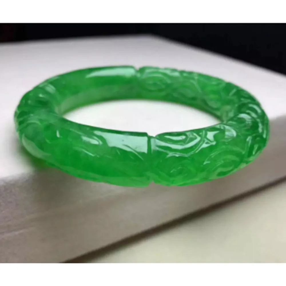 Natural Original Ecological Pattern Hand Carved Dragon Jade Bangle Jewelry Real jade bracelet Women's Bracelet Send Certificate