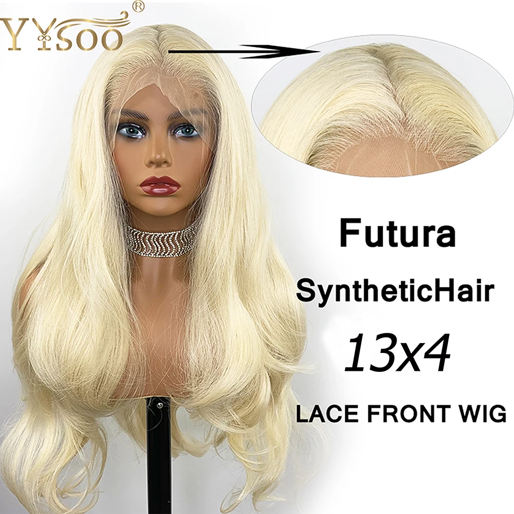 

YYsoo Long 13X4 Body Wave Synthetic Lace Front Wigs for Women Blonde Lace Frontal Japanese Futura Fiber Hair Lace Wigs Daily Use