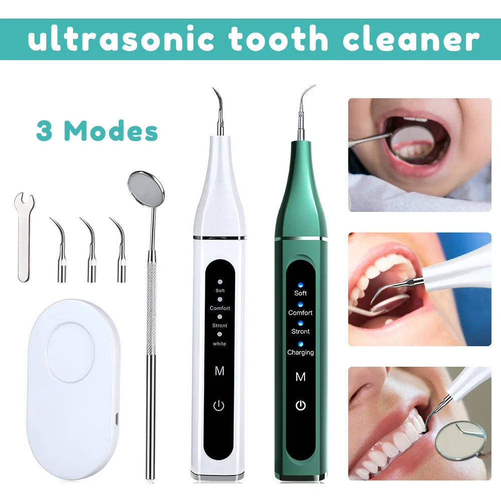 

100% Portable Ultrasonic Calculus Remover Dental Scaling Electric Scaler Sonic Smoke Stains Tartar Plaque Teeth White Home