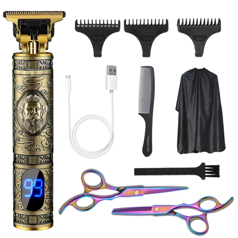 Tondeuse à cheveux électrique aste par USB pour hommes, kit de tondeuse à cheveux professionnel, coupe de cheveux sans fil zéro 0mm, tout en un,