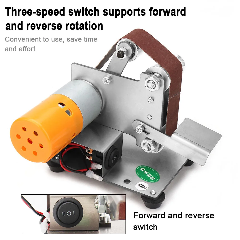110V/220V 7 Speed Adjustable Mini Electric Belt Sander Polishing Grinding Machine Cutter Edges Sharpener Multifunctional Grinder