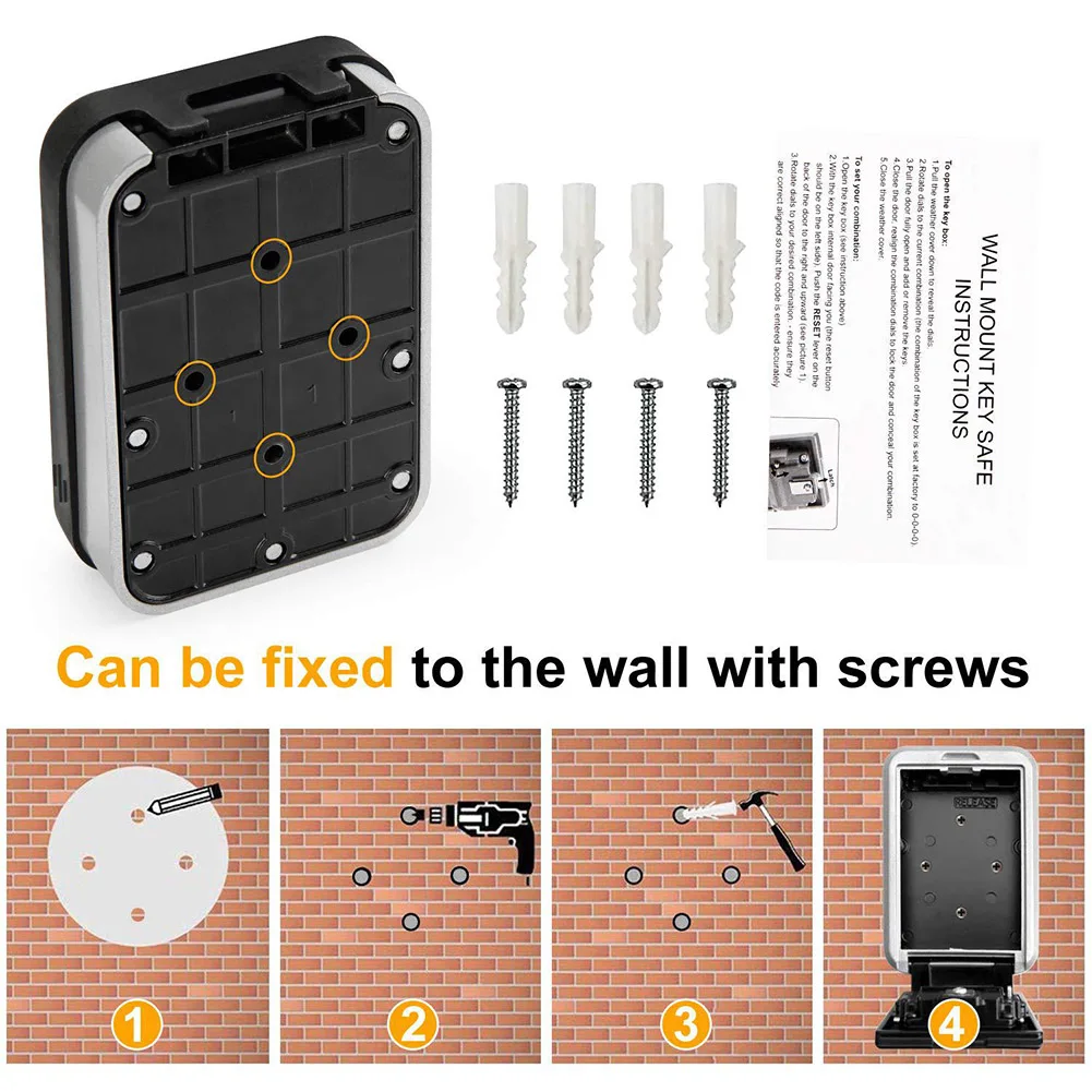 Wall Mount Sleutel Opslag Geheim Box Organizer 4 Cijfercombinatie Wachtwoord Security Code Lock Geen Key Home Key Kluis caja Fuerte