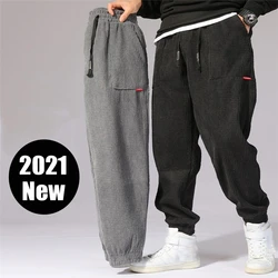 Nova primavera calças dos homens 2021 cintura elástica calças de veludo moda streetwear ao ar livre masculino jogging pantalones para hombres