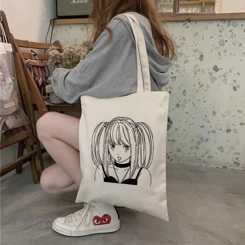 Shopper Bags Misa Amane Death Note Anime Graphic Ladies Canvas Tote Bags Shopping Bag Handbags Cloth Women Reusable Shoulder Bag