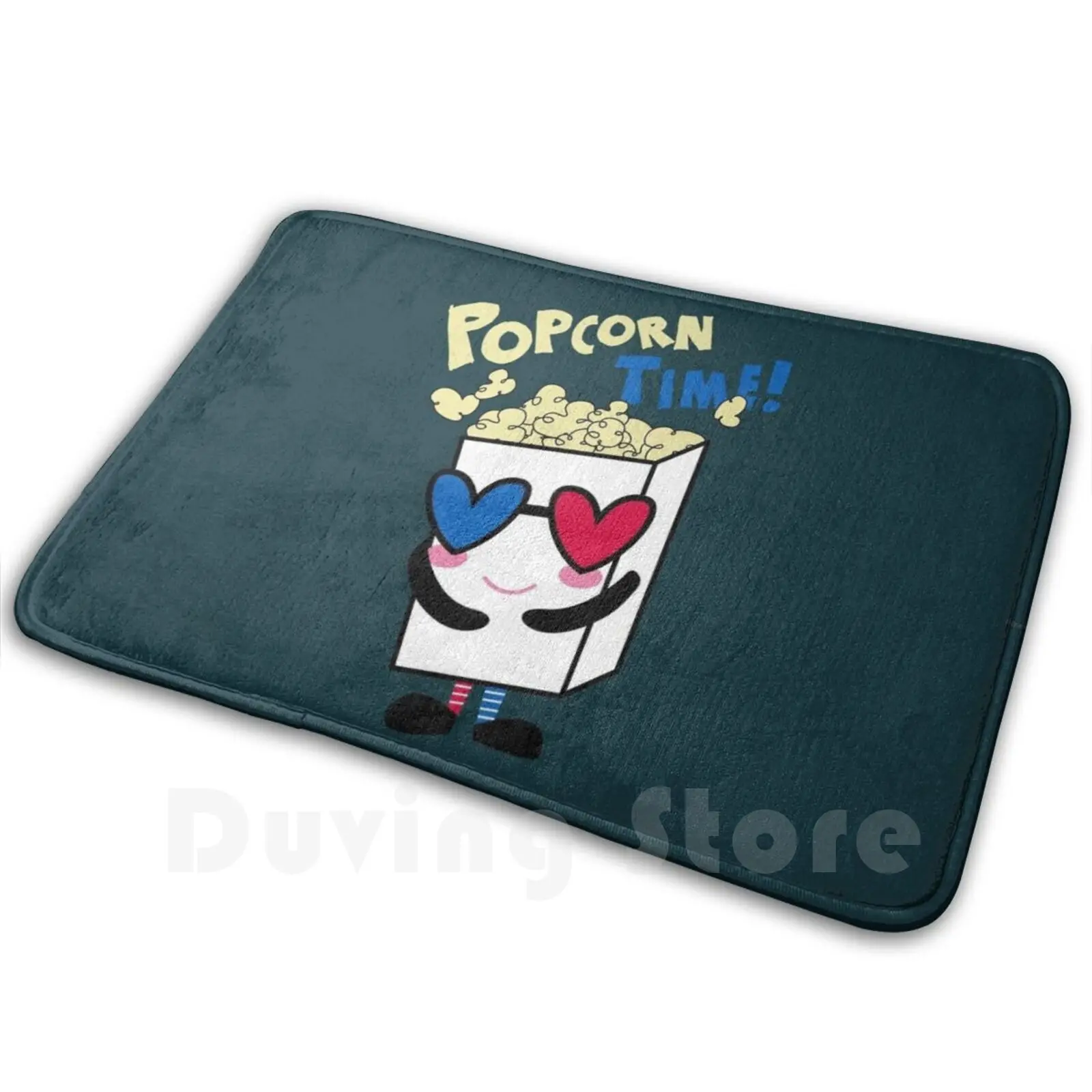 Popcorn Time Mat Rug Carpet Anti-Slip Floor Mats Bedroom Popcorn Movie Cinema Movies Film Food Corn Cute Snack White Movie Time