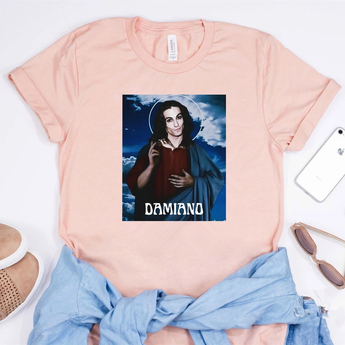 St Damiano Funny Maneskin T-Shirt Damiano David Graphic Tee Eurovision Rock Band Shirts Hip Hop Streetwear Harajuku Tops