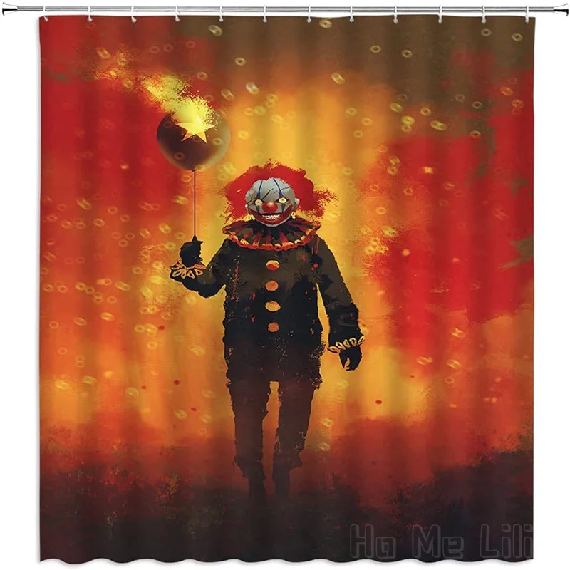 Clown Retro By Ho Me Lili Shower Curtain Halloween Decor Weird With Heavy Makeup Evil Vintage Clothes Balloon Art Print