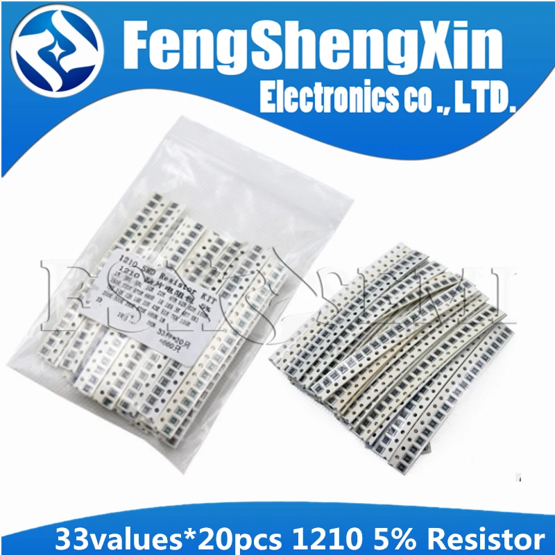 33valuesX20pcs=660pcs 1210 SMD Resistor Kit Assorted Kit 1ohm-1M ohm 5% DIY Kit