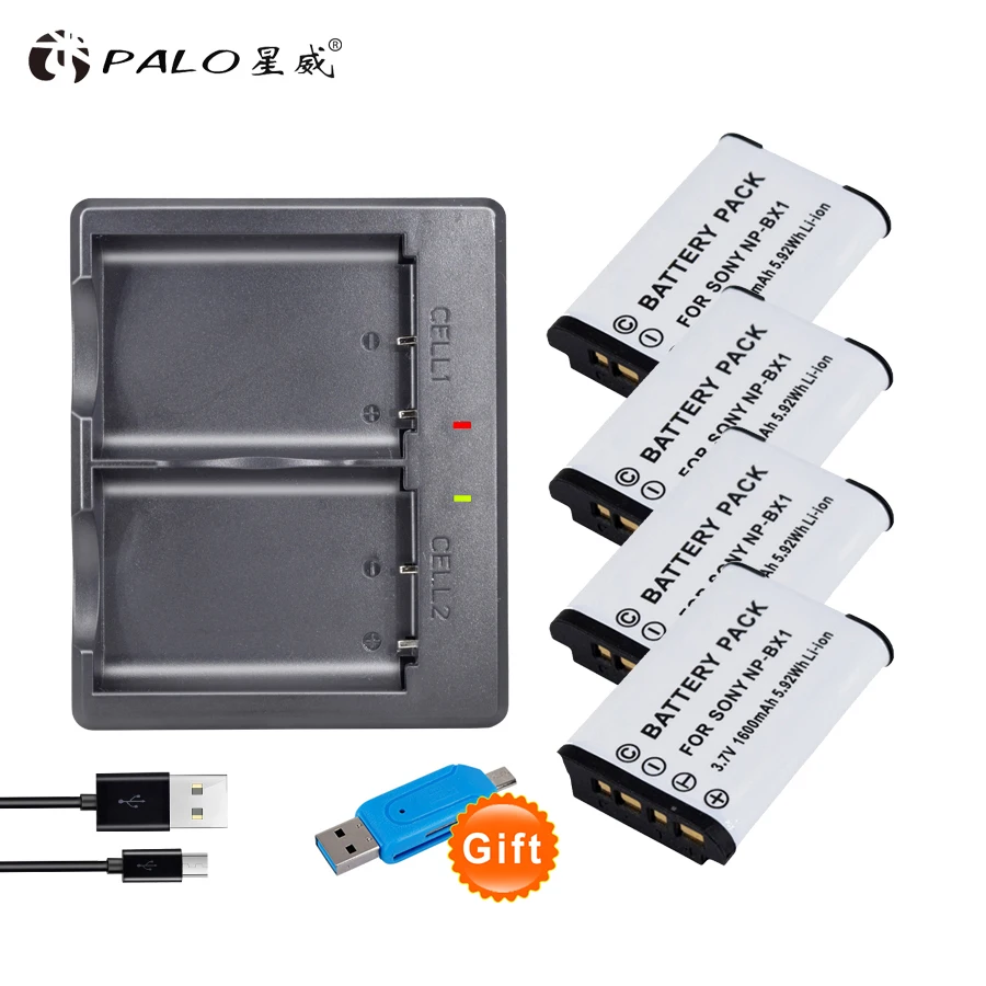 

PALO NP-BX1 NPBX1 NP BX1 Battery + USB Charger for Sony DSC RX1 RX100 AS100V M3 M2 HX300 HX400 HX50 HX60 GWP88 AS15 WX350