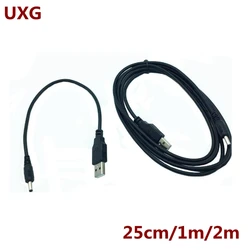 25cm 1M 2m DC 5.5mm Power Adapter Plug USB Convert To 5.5*2.1MM 2.5mm DC Barrel jack 5V Jack With Cord Connector short 2A Cable