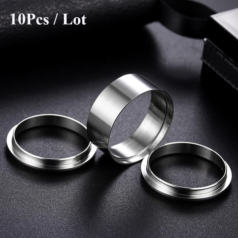 10pcs/Lot Popular jewelry Stainless Steel Empty Groove DIY Handmaking Ring Empty Tray Accessories Combination Ring Jewelry