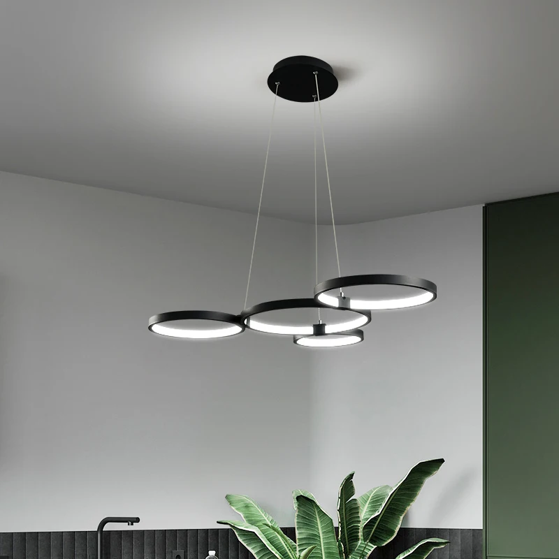 

MDWELL Black Nordic Minimalist Modern Led Chandelier For Diningroom Bedroom Kitchen luminaire suspendu led Chandelier lighting