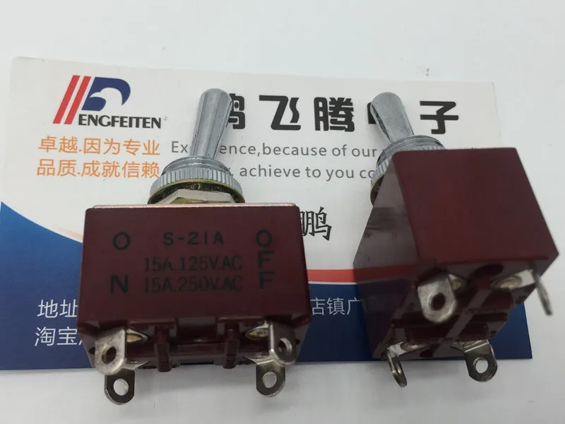 1PCS Japan NKK S-21A large button switch 4 feet 2 gears double-linked shaking head rocker arm toggle power switch 15A