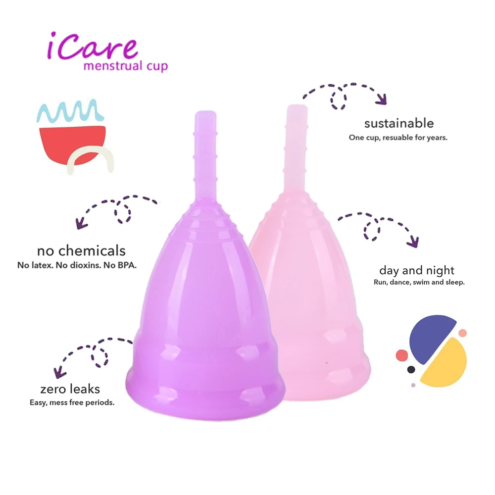 iCare Menstrual Medical Silicon Cup Reusable Lady Period Cup For Feminine Hygiene Mental Collector Hypoallergenic Certified