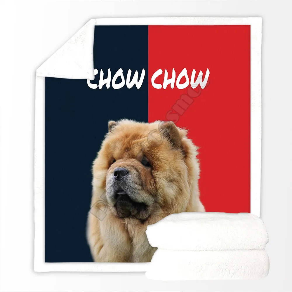 

Funny Chow Chow Cozy Premium Fleece Sherpa 3D printed Fleece Blanket on Bed Home Textiles Dreamlike