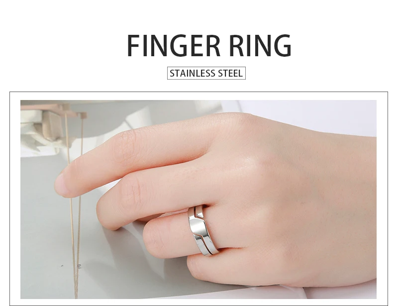 COOLTIME Einfache Mode Ring Edelstahl Casual Paar Ringe Hochzeit Schmuck Jahrestag Geschenk Großhandel anillos hombre – Detail 14