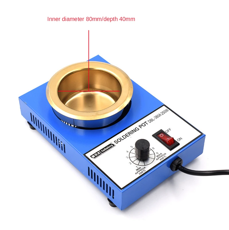 Solder Pot Tin Melting Furnace, Thermoregulation, Desoldering Bath, 100, 80, 50, 200 ~ 450, 220V, 300W