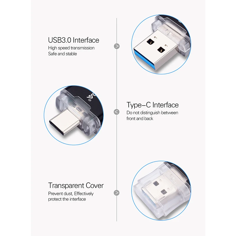 WANSENDA 2 in 1 TYPE-C USB 3.0 Flash drives 512GB 256GB 128GB 64GB 32GB Pen Drive for Android/PC External Storage Memory Stick