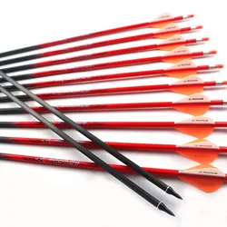 6/12pcs 31in Pure Carbon Arrows ID 6.2mm Sp300 340 400 500 600 700 800 Archery Arrow for Compound Recurve Bow Hunting Shooting