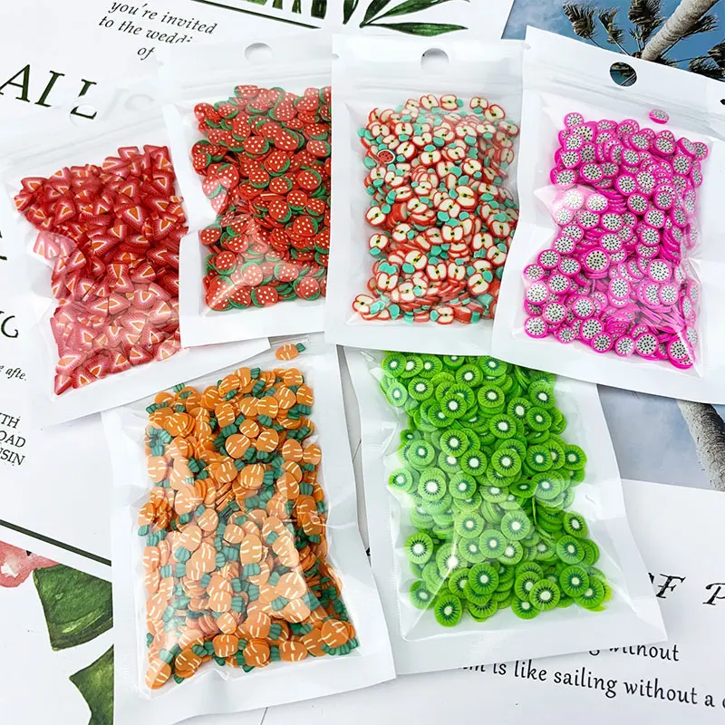 12g Nail Art 3d Fruit Mix Designs Tiny Fruits Slices Polymer Clay DIY Beauty Nail Stickers Decorations about 400-800pcs