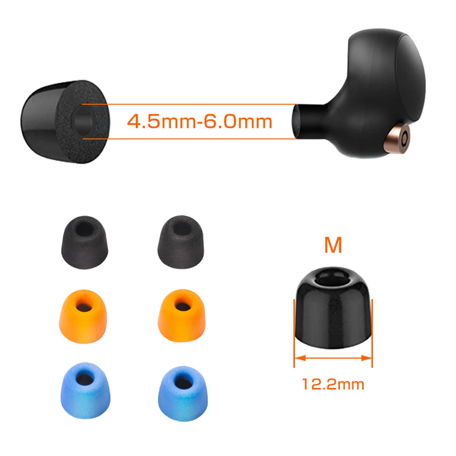 6 Đôi (12 Chiếc) tai Nghe Nhét Tai Mút Đầu 4.5-6Mm Hình Bầu Dục Đầu Tai Đàn Hồi Chậm Eartips Cho Tai Tai Nghe Nhét Tai Tiếng Ồn cô Lập Mút