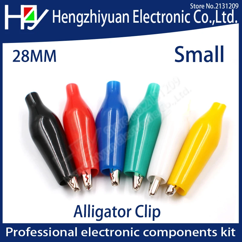 Hzy 28MM Insulation Metal Alligator Clip Electric Test  Lead colorful Red Black Blue Green White Yellow small crocodile clip