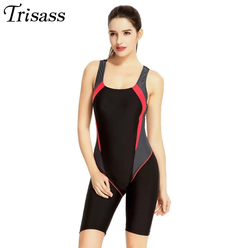 Trisass 2021 Women's Professional Swimsuit Fifth Pants Knee Length Swimwear Racing Bathing Suit