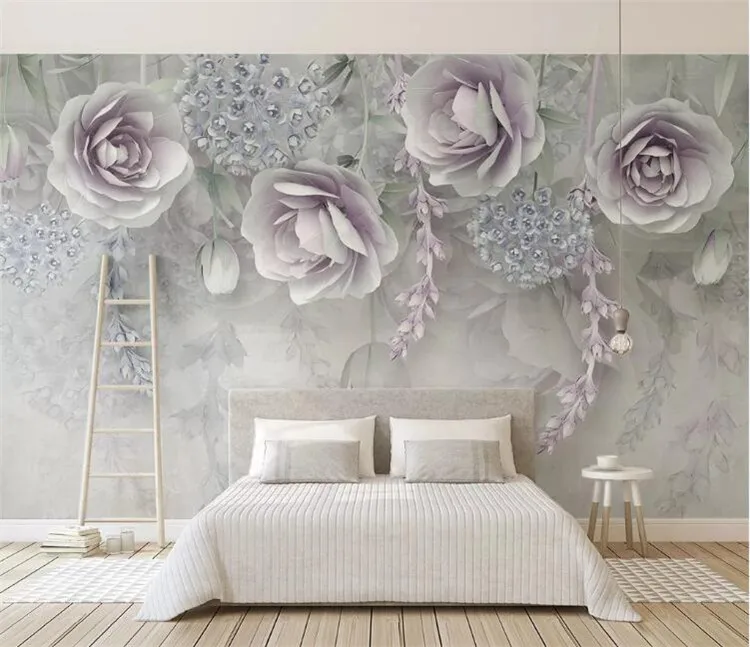 

3D Embossed Flower Photo Wallpapers Murals for Bedroom Living Room Wall Decor Wall Papers Wallpaper for Walls 3 d Custom