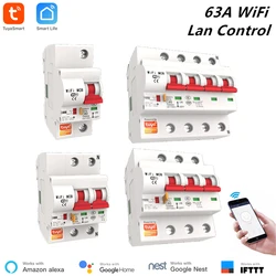 Tuya Smart Circuit Breaker 63A 1P/2P/3P/4P WiFi Smart Circuit Breaker Automatic Switch Overload Short Circuit Protection Alexa