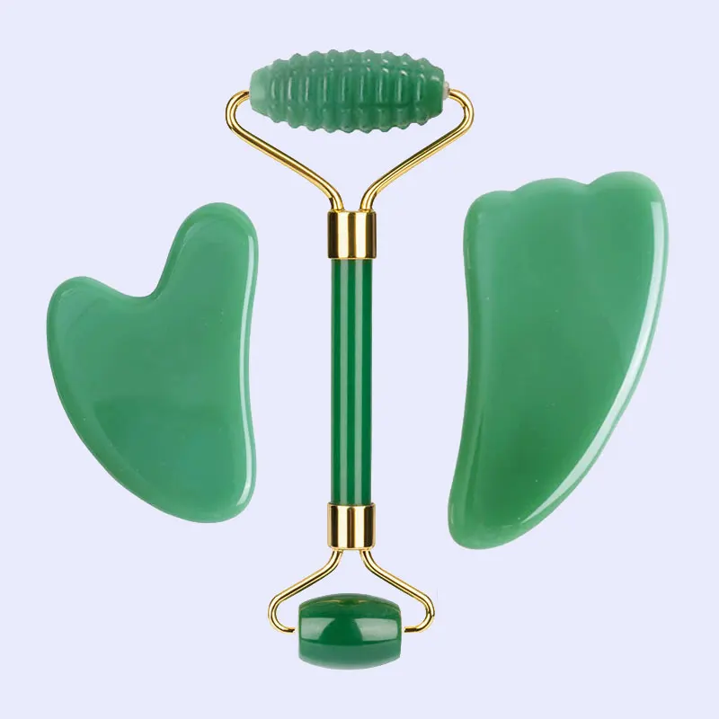

Aventurine Jade Roller Massager For Face Gouache Scraper Natural Gouache Stone Facial Massage Roller Gua Sha Scraper Face Roller