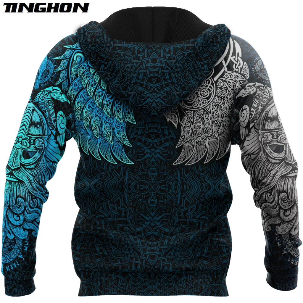 Viking Ravens of Midgard Blue 3D full Printing Autumn Men Hoodie Unisex Luxury Hooded Sweatshirt Casual Jacket Tracksuits XY52