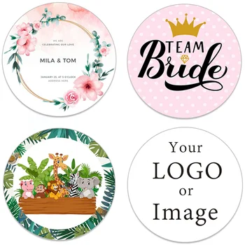 100 個、3 センチメートル 4 センチメートル 5 センチメートル 6 センチメートル 7 センチメートルカスタムステッカーとカスタマイズされたロゴ/ウェディングステッカー/DIY PVC/ビニールステッカー/パーソナライズされたステッカー