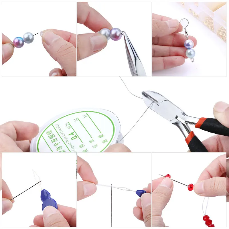 Ensemble d'outils de recherche de bijoux anneau de saut ouvert/fermoir à homard/chaîne de queue/boucle à Clip/Kit de chute/crochets de boucle d'oreille/pour la fabrication de bijoux DIY