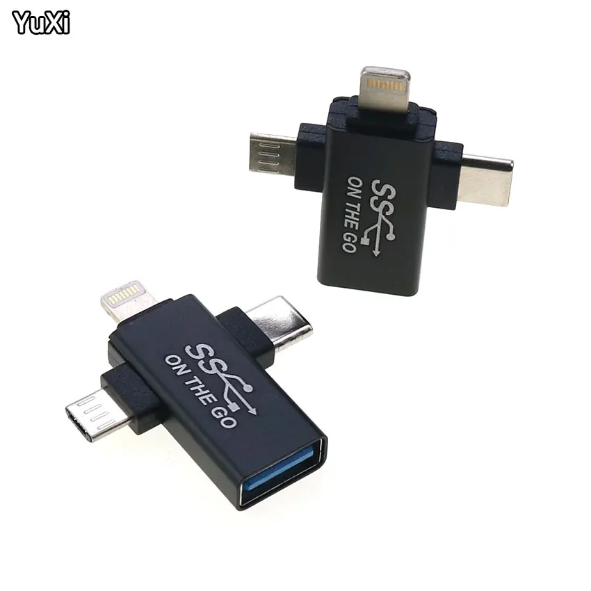 YUXI 1PCS USB 3.0 OTG Adapter Three-in-one Typec For Apple For Android Phone Download Converter USB To USB Multi-function Hub