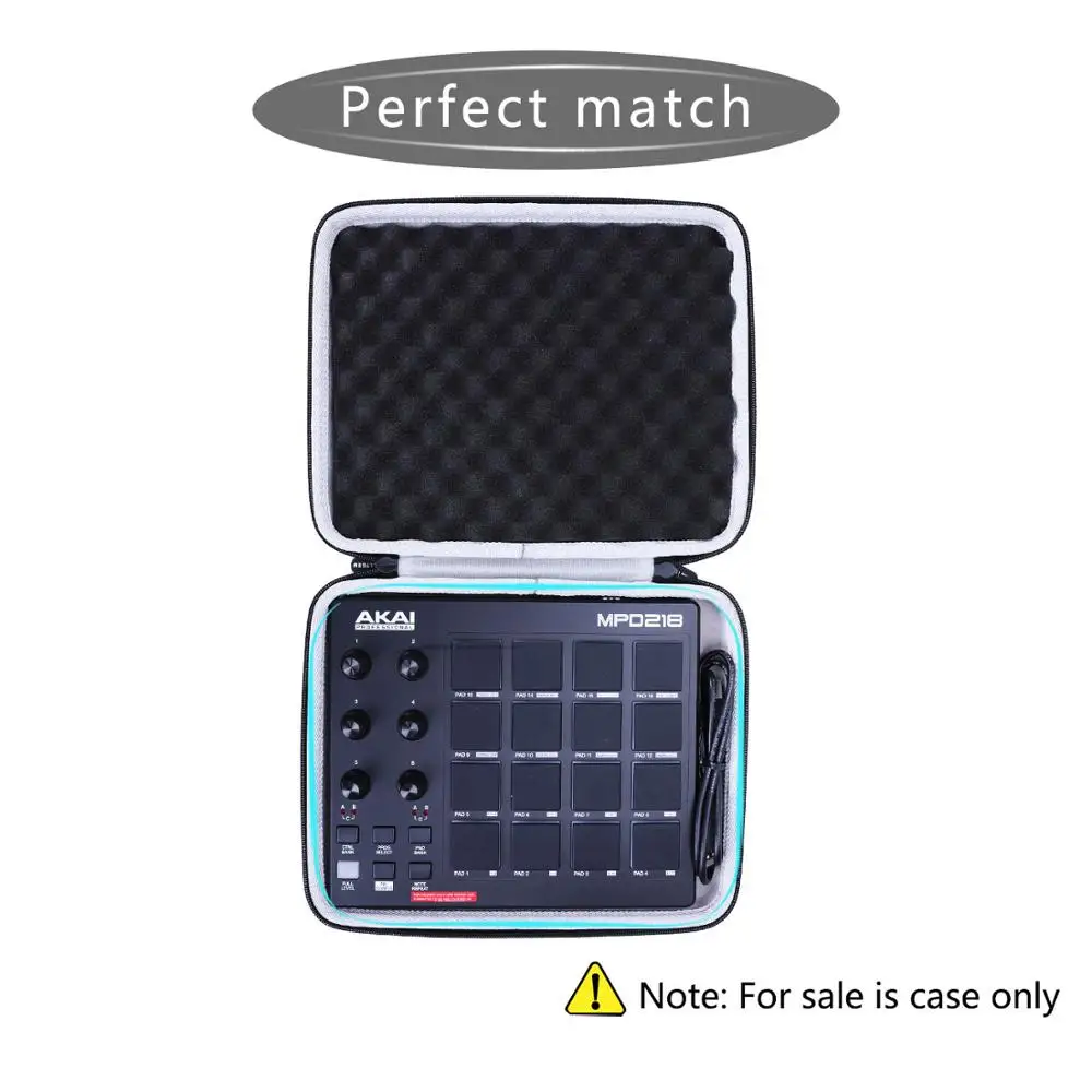 LTGEM EVA Estuche rígido para AKAI Professional MPD218 Ultra portátil USB Bus alimentado 16 Pad USB MIDI Pad controlador