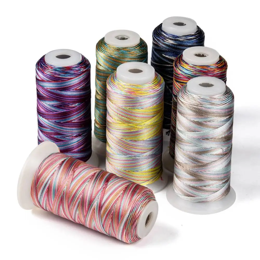 Pandahall 0.2mm 0.8mm Variegated Embroidery Thread Round Polyester Sewing Thread for Embroidery Machine Hand DIY Craft Cord Line