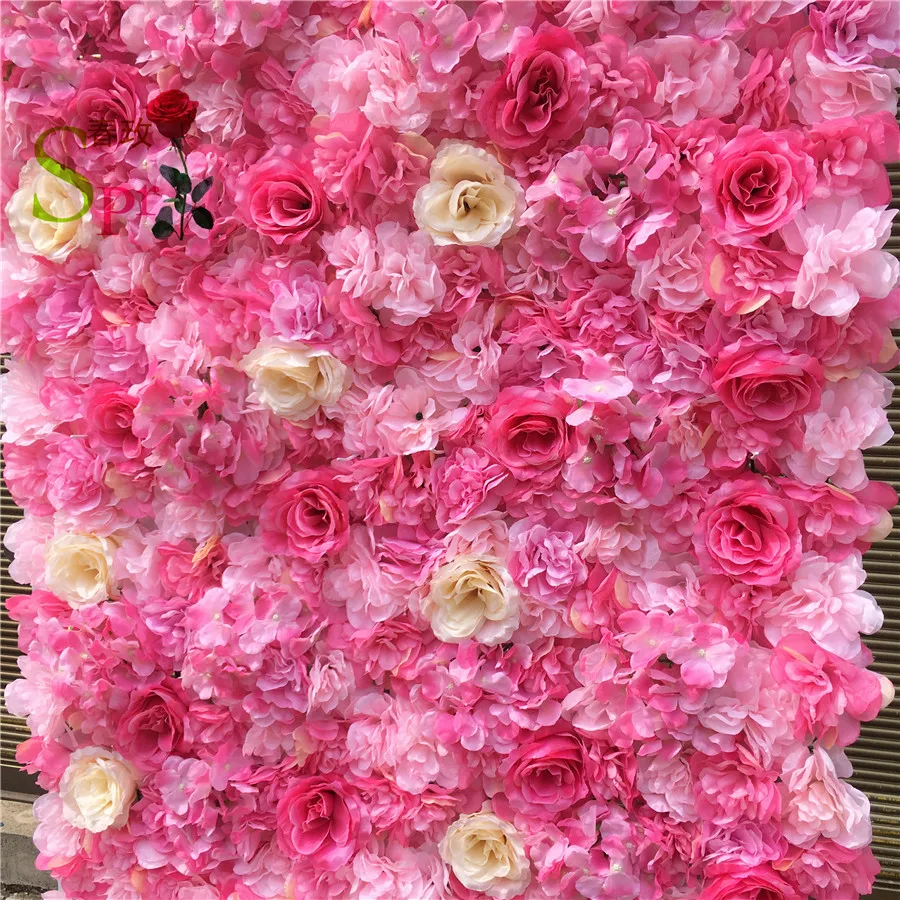 SPR Wholesale Wedding 40*60 CM Backdrop Pink Rose Panels Flower Wall For Event Decoration