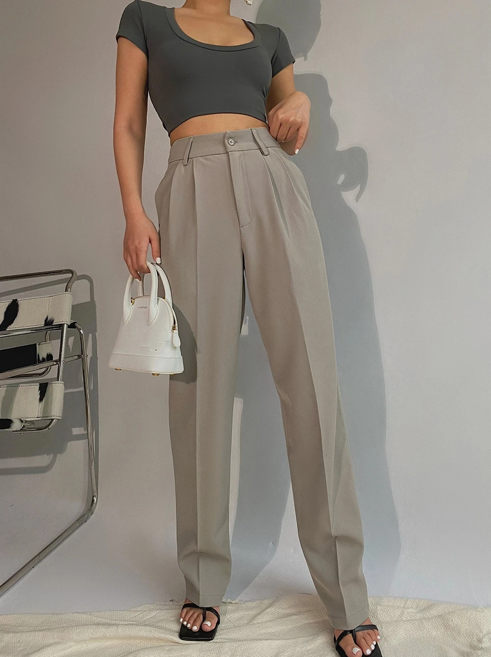 Office Lady High Quality Wide Leg Pants 2024 Spring New Fashion Casual Solid Trousers Women Elegant Workear Hot Sales