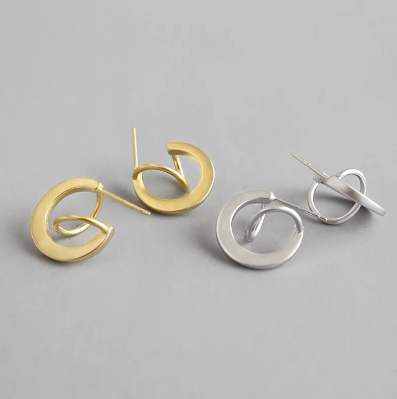 

Simple S925 Sterling Silver Earrings For Women Geometry Semi-circle Tie A Knot Stud Earrings Korean Fashion Costume Jewelry