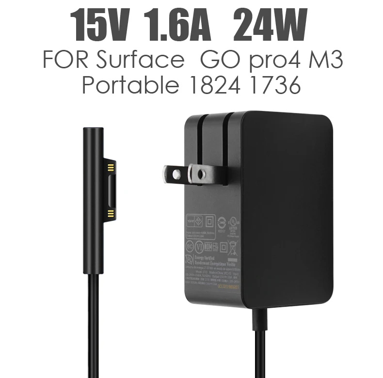 

15V 1.6A 24W Charger for Microsoft Surface GO pro4 M3 Portable 1824 1736 Power AC Adapter supply