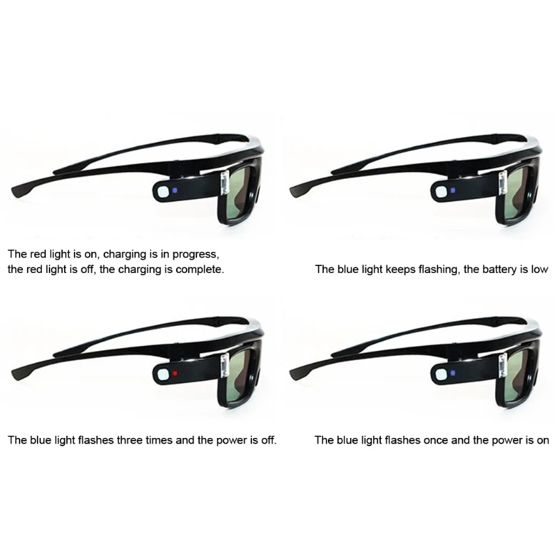 3D Glasses Active Shutter Rechargeable Eyewear for DLP-Link Optama Acer BenQ ViewSonic Sharp Projectors Glasses Movie