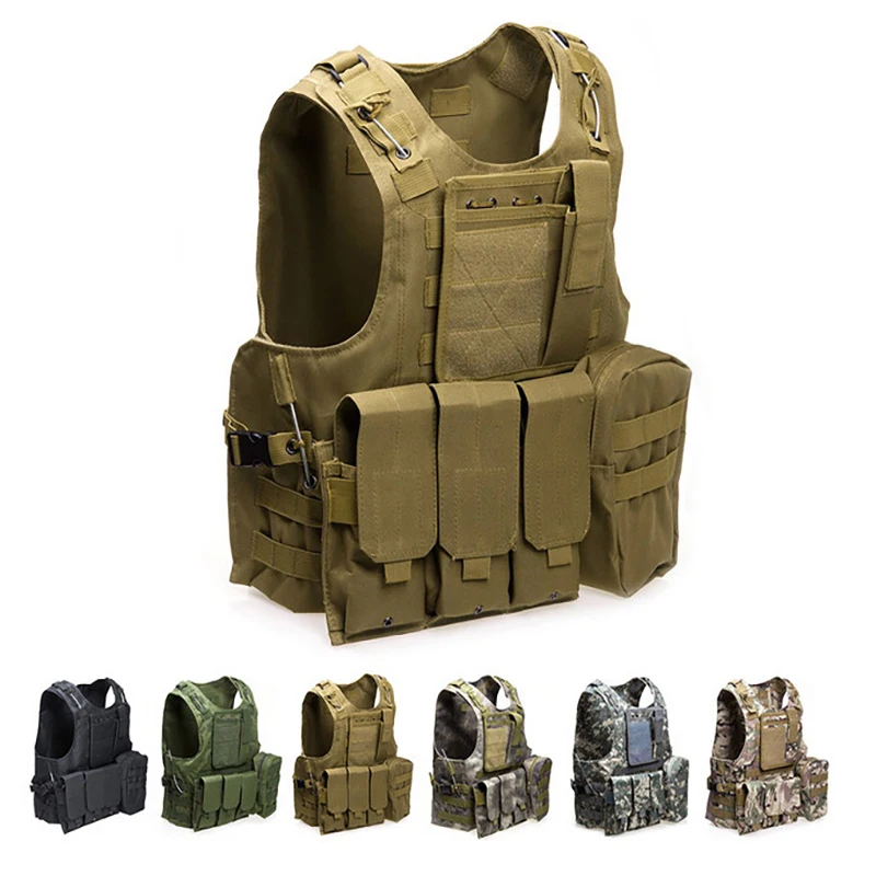 Military Quick Release Steel Wire Tactical Molle Hunting Vest CS Combat  Assault Plate Carrier Airsoft Body Armor Adult Kids