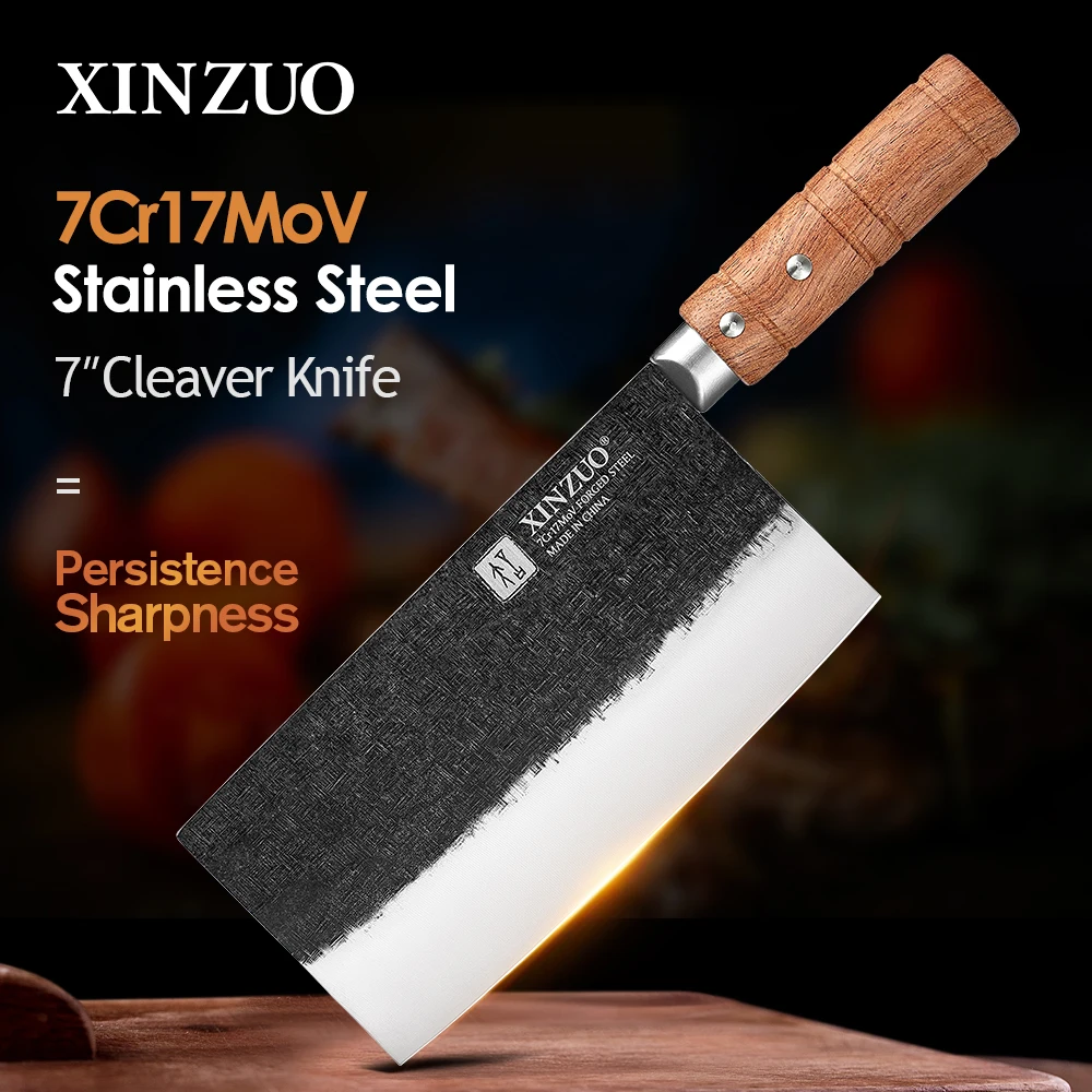 

XINZUO Forged Steel Cleaver Knife Slicing Knife Professional Kitchen Chef Cook Slice Knife Accessories