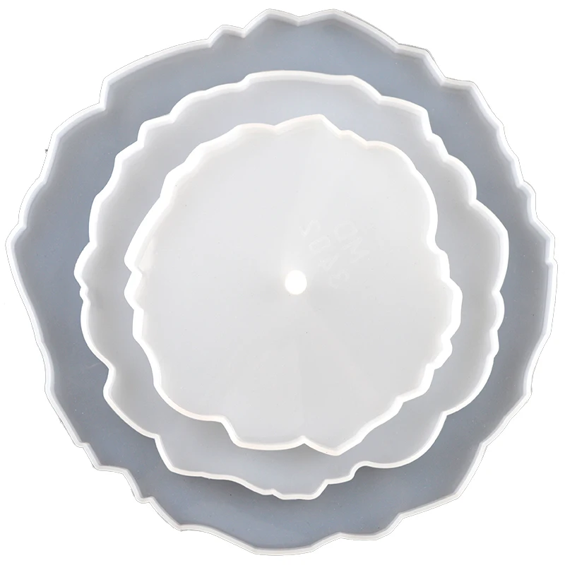 Fai da te vassoio a tre livelli stampo in resina epossidica stampo sottobicchiere in Silicone Geode Moule Resine decorazione Desktop 3 Tier Molde Bandeja Flor