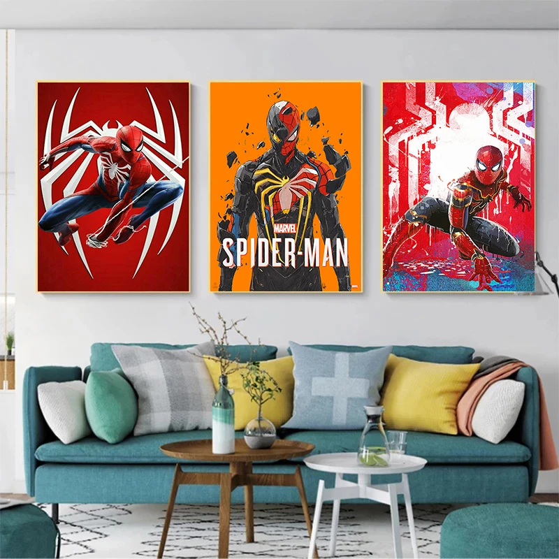 Marvel Spiderman Character Canvas Painting Avengers Superhero Posters and Prints Wall Art Pictures for Living Home Room Decor