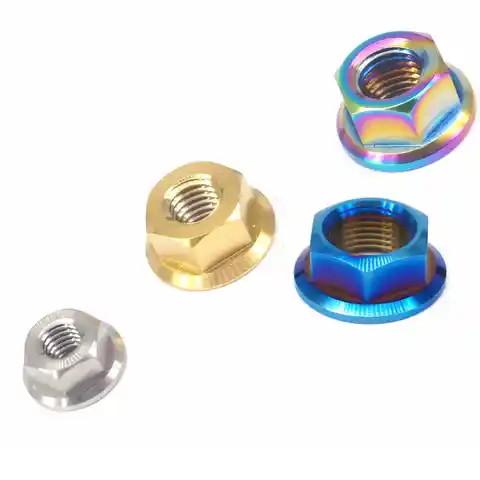 M5x0.8 M6x1 M8x1.25 M10x1 M12x1.5 M14x1 M16x1.5 M18x1.5 GR5 टाइटेनियम मिश्र धातु हेक्स स्क्रू नट साइकिल मोटरबाइक के लिए निकला हुआ किनारा के साथ 10 best sales एम10x1 - №8