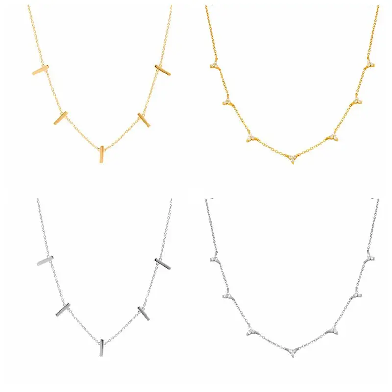 925 Silver Chain Simple Chain Necklace For Women Gold Silver Color collares Delicate Clavicle Chain Fashion Females Jewelry