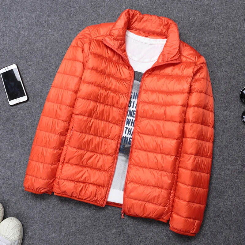 0-10℃ Man Ultra Light Down Jackets Men Winter Coat Ultralight Portable Stand Collar Down Parkas Windproof Overcoat 6XL