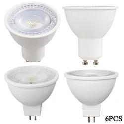 Foco LED GU10 MR16, lámpara de 6W, 220V, 12V, condensador, difusión, ahorro de energía, iluminación del hogar, luz diurna blanca cálida, 6 unidades